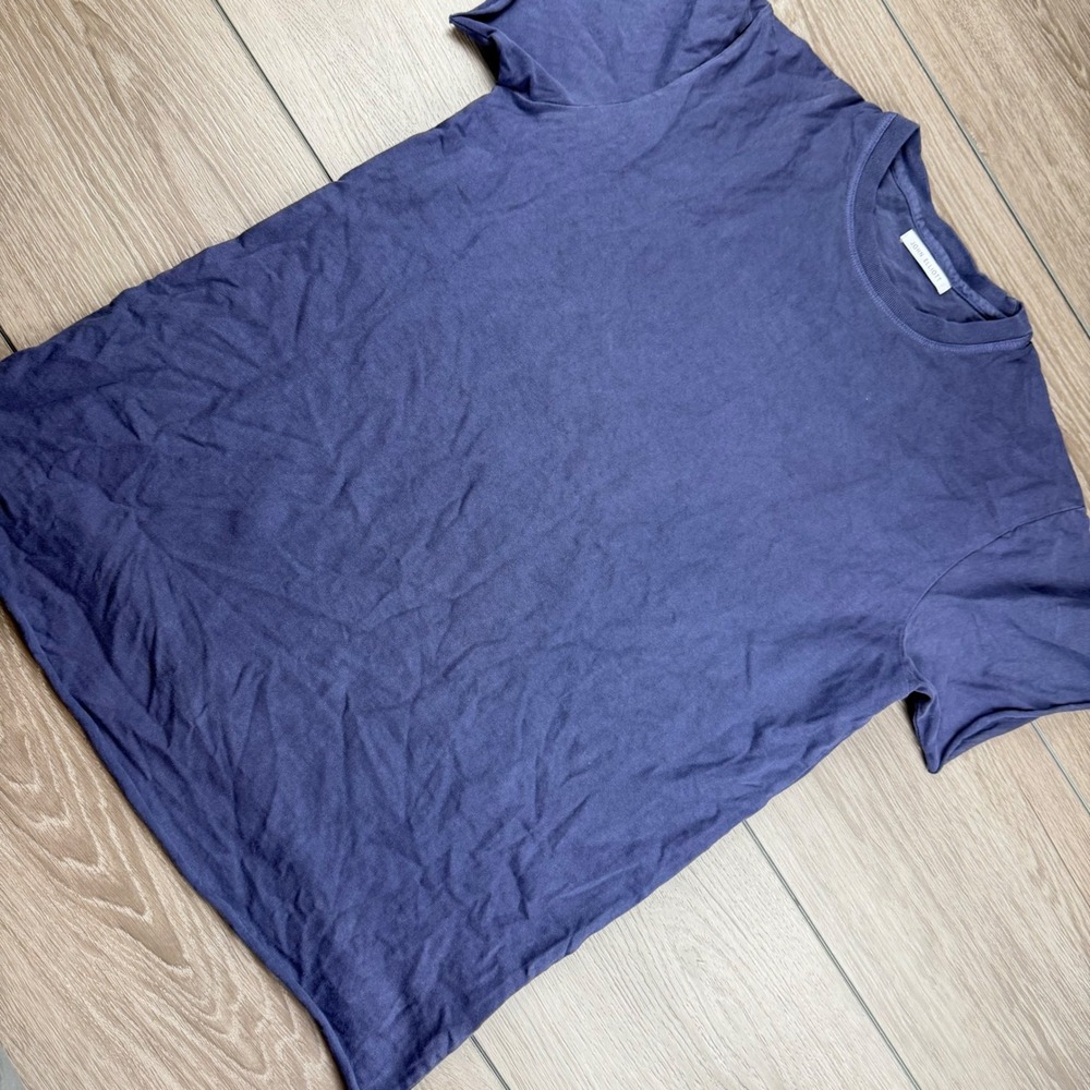 John Elliott Mens T-Shirt Crew Neck Raw Hem Cotton Blue Size 1 S